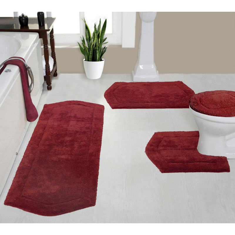 4 Piece with Toilet Lid Cover, Non-Slip Bathroom Rugs and Mats Sets sale